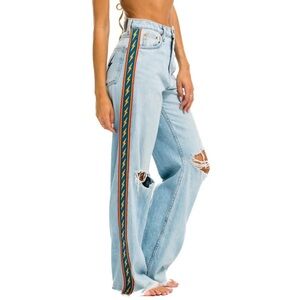 Aviator nation Gypsy wide leg relaxed bolt stripe jeans 28